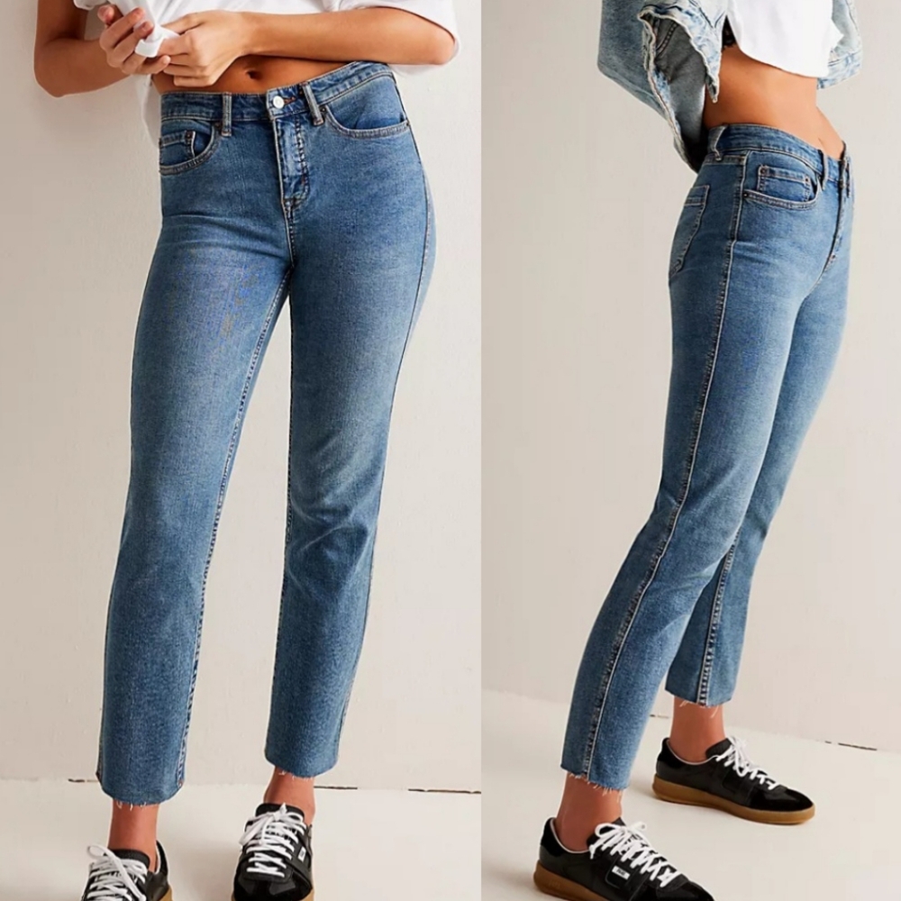 We The Free High-Rise Straight Leg Jeans - Medium Blue